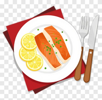 Salmon Fillet With Lemon Slices On A Plate PNG
