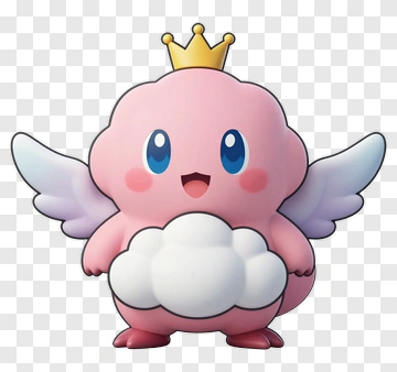 Cute Pink Cloud Character With Wings And Crown PNG