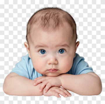 Baby With Blue Eyes In A Light Blue Shirt PNG