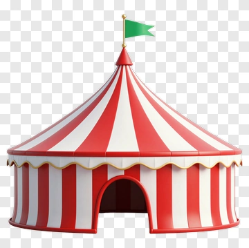 Circus Tent With Red And White Stripes PNG