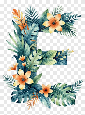 Floral Letter E Design PNG