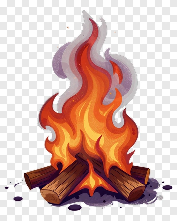 Cartoon Campfire With Flames PNG