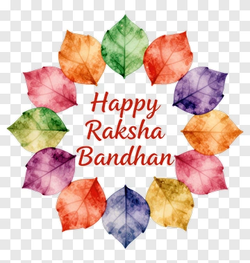 Happy Raksha Bandhan With Colorful Leaves PNG