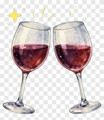Watercolor Wine Glasses Clinking Together PNG