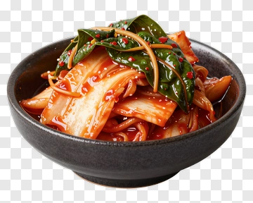 Delicious Kimchi In A Black Bowl PNG