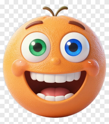 Cartoon Orange With A Happy Face PNG