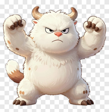 Cartoon Monster With Raised Arms PNG