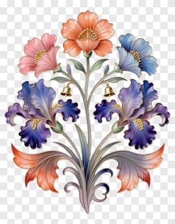 Colorful Floral Arrangement With Bells PNG