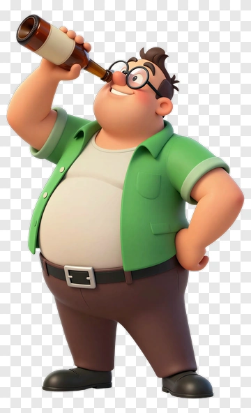 Cartoon Man Drinking From A Bottle PNG