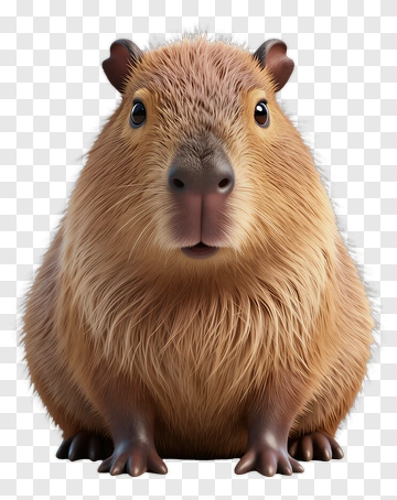 3D Capybara Sitting PNG