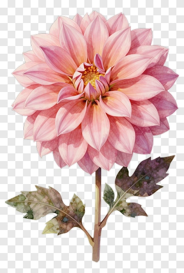 Pink Flower With Green Leaves PNG