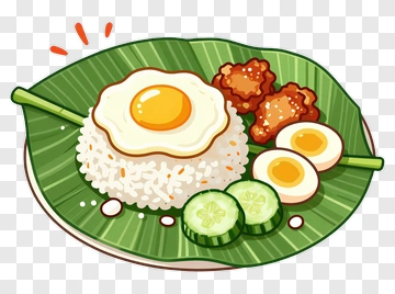Plate Of Rice With Fried Egg And Chicken PNG