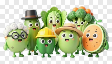 Cartoon Vegetable Characters Group PNG