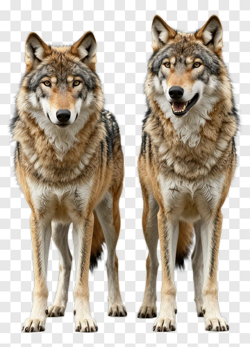 Two Wolves Standing Together PNG