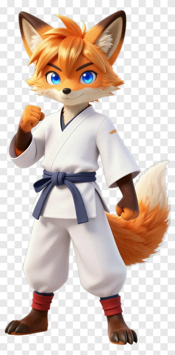 Fox Character In Karate Uniform PNG