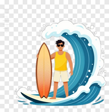 Surfer Riding A Wave PNG