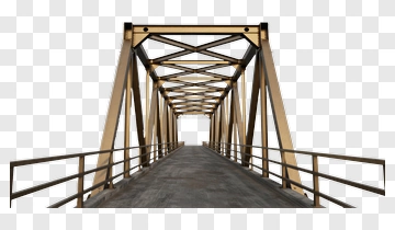 Metal Bridge With Wooden Railings PNG