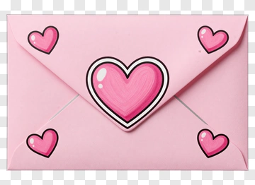 Pink Envelope With Heart Stickers PNG