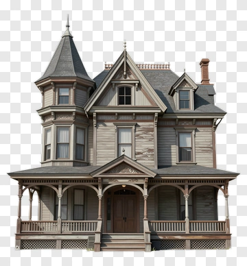 Victorian House With Detailed Architecture PNG