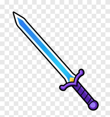 Cartoon Sword With Blue Blade And Purple Handle PNG