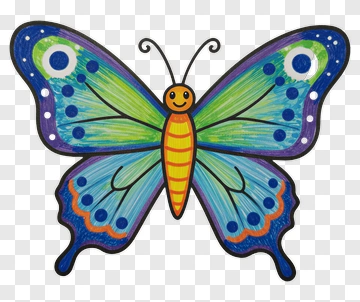 Colorful Butterfly With Smiling Face PNG