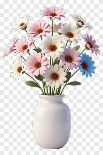 Flower Bouquet In A White Vase PNG