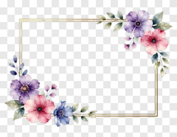 Floral Frame With Watercolor Flowers PNG