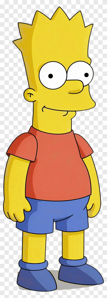 Cartoon Boy With Yellow Skin And Blue Shorts PNG