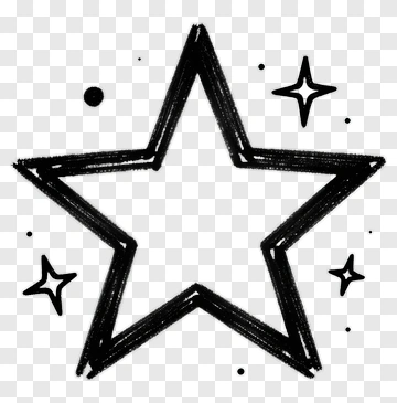 Black Star Outline With Decorative Elements PNG