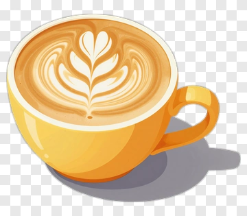 Yellow Coffee Cup With Latte Art PNG