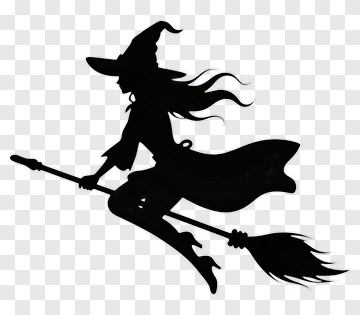 Silhouette Of A Witch Flying On A Broomstick PNG
