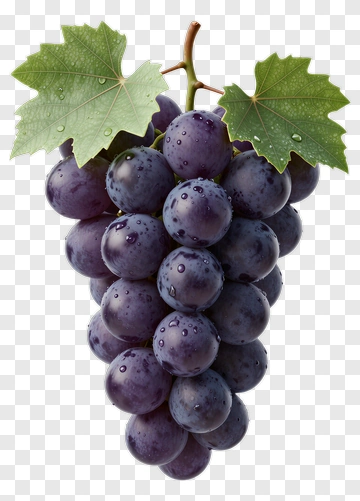 Bunch Of Fresh Grapes With Green Leaves PNG