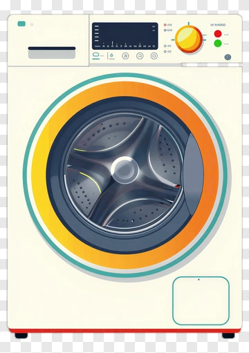Washing Machine With Colorful Design PNG