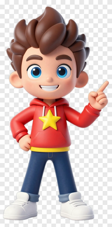 Cartoon Boy Pointing With A Star Hoodie PNG