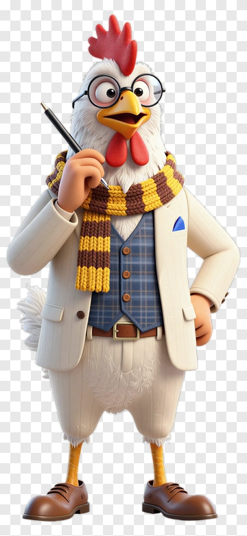 Cartoon Chicken Wearing A Suit And Glasses PNG