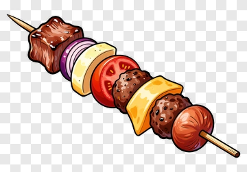 Colorful Skewered Meat And Vegetables PNG