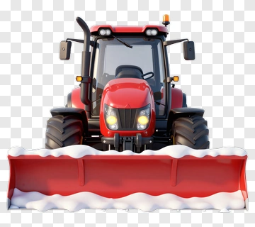 Red Tractor With Snow Plow PNG