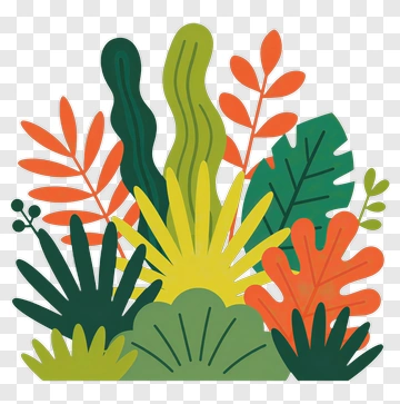 Colorful Tropical Plant Composition PNG