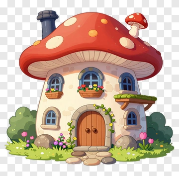 Cartoon Mushroom House PNG