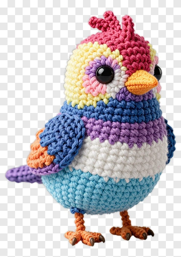 Colorful Crochet Bird PNG
