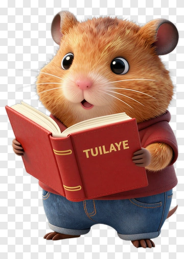 Cartoon Hamster Reading A Book PNG