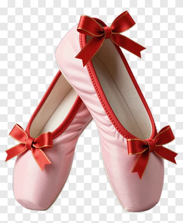 Pink Ballet Shoes With Red Bows PNG