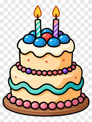 Colorful Birthday Cake With Candles PNG