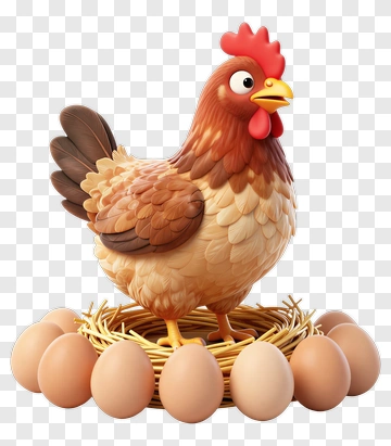 Cartoon Chicken Sitting On Eggs PNG