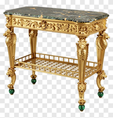 Ornate Gold And Marble Console Table PNG