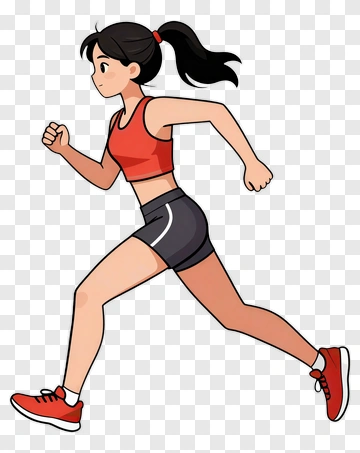 Cartoon Girl Running PNG