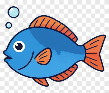 Cartoon Fish With Bubbles PNG