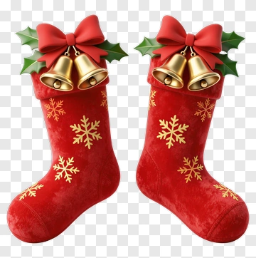 Christmas Stockings With Bells And Holly PNG