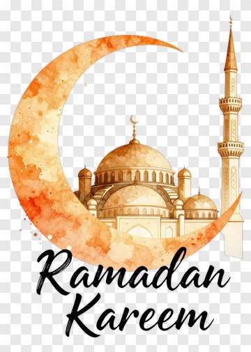 Ramadan Kareem With Crescent Moon And Mosque PNG