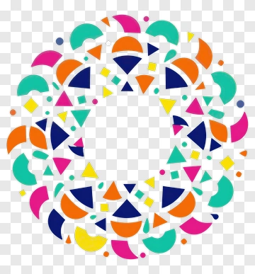 Colorful Geometric Pattern Wreath PNG